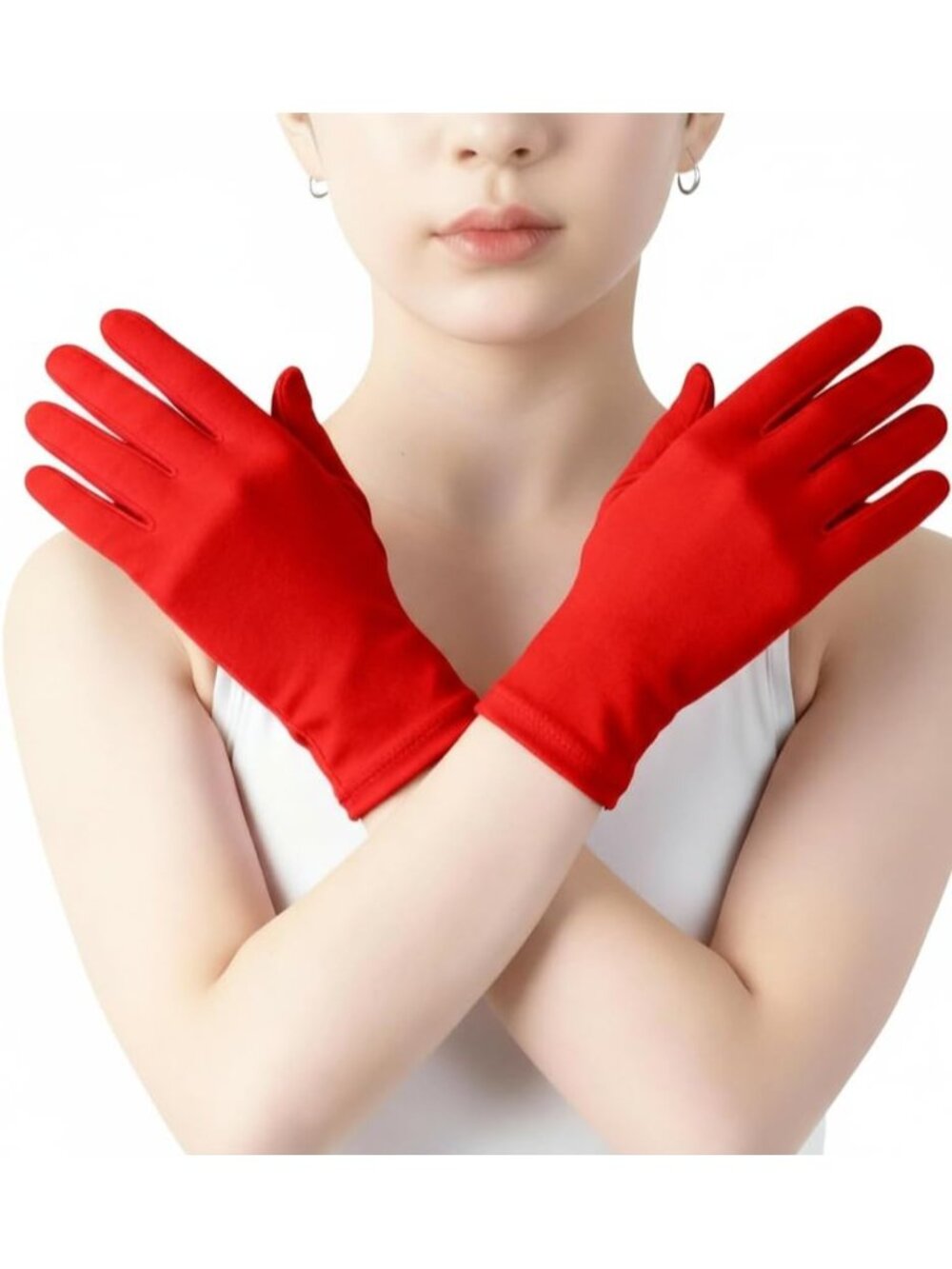 Women's Red Opera Flapper 9 Inch's 23 Cm Slim Halloween Protection Gloves,